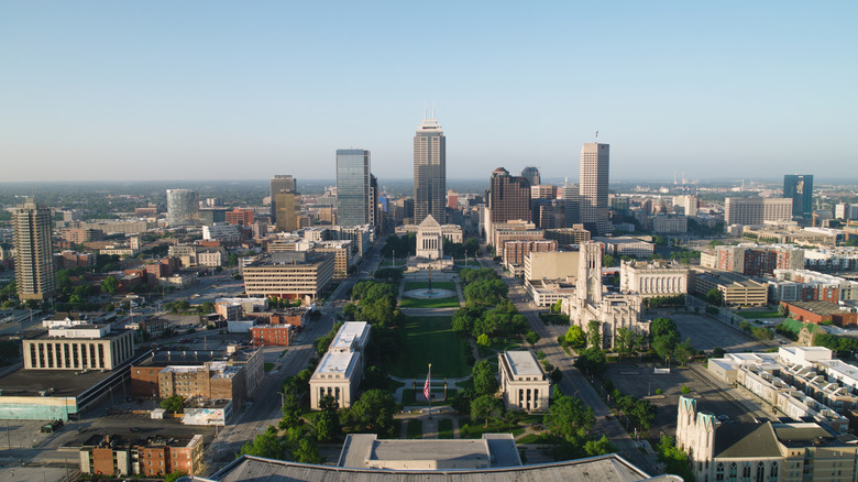 Aerial view of Indianapolis, Indiana, during the day