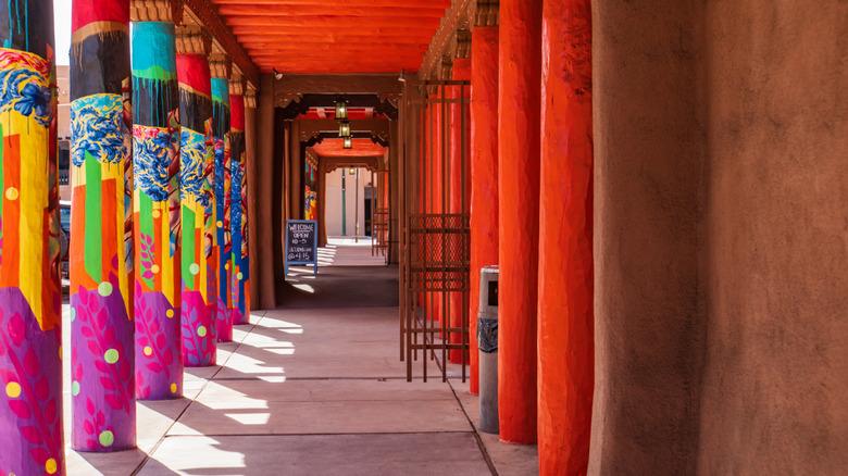 A colorful corridor in Santa Fe, New Mexico