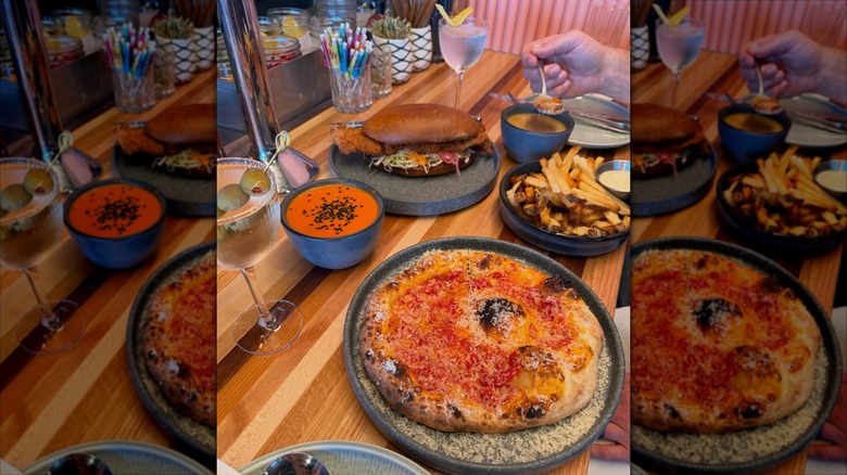 Dining table with several dishes