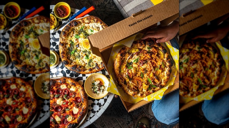 Three different pizzas at Yellow