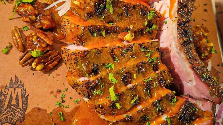 Peach-glazed pork chop