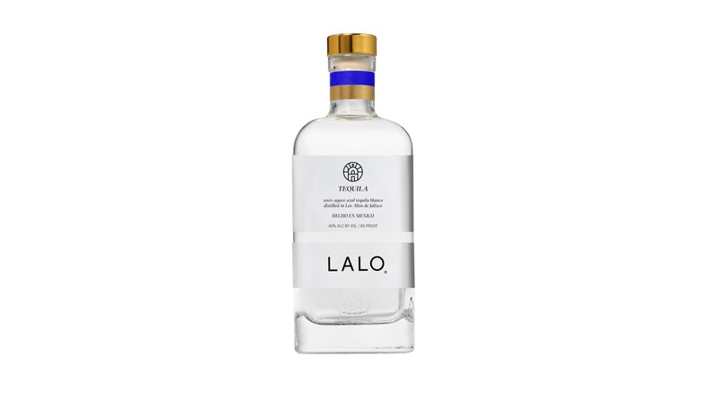 A view of Lalo Blanco Tequila on a white background.