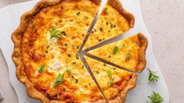 A quiche with broccoli