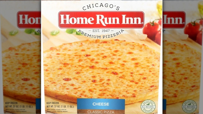 Home Run Inn Classic Cheese Pizza in cardboard packaging on a white background.