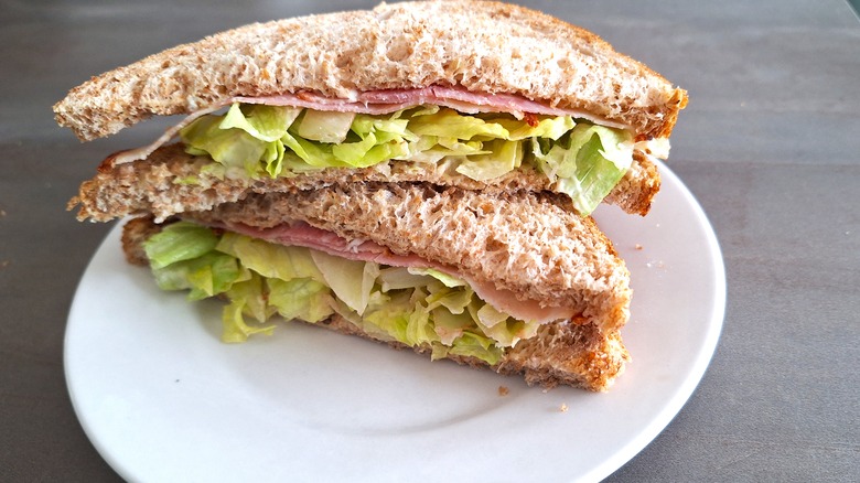 Deli sandwich made from leftover meat and lettuce