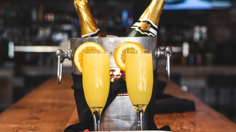 Champagne bucket and mimosas