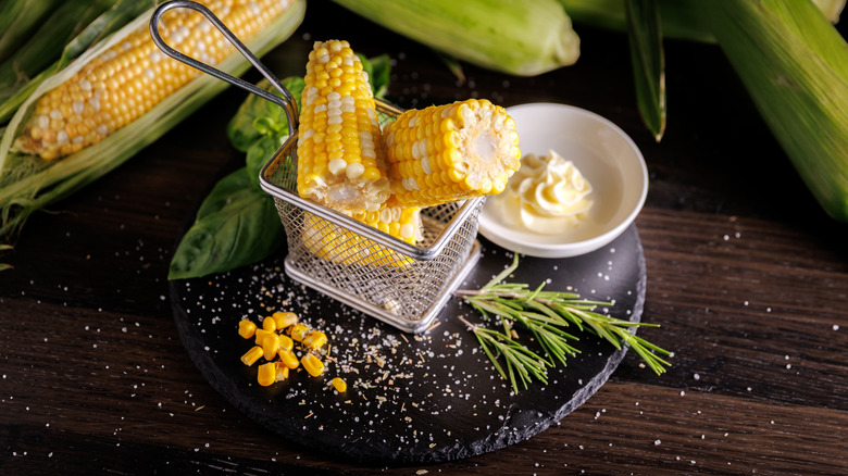 Corn on the cob freshly boiled
