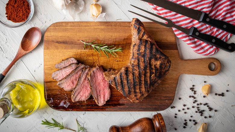 Grilled Santa Maria-style tri-tip on a cutting board