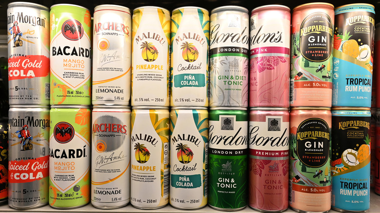 Canned cocktails displayed on a shelf