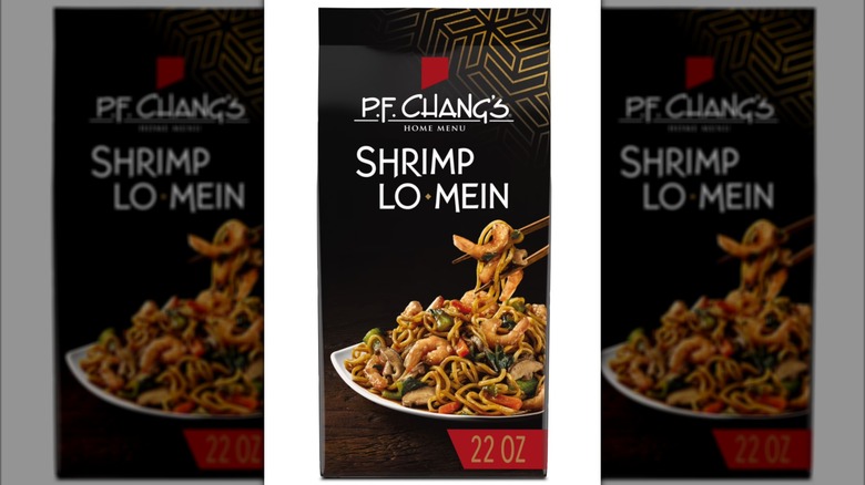 A package of P.F. Chang's Shrimp Lo Mein on a white background