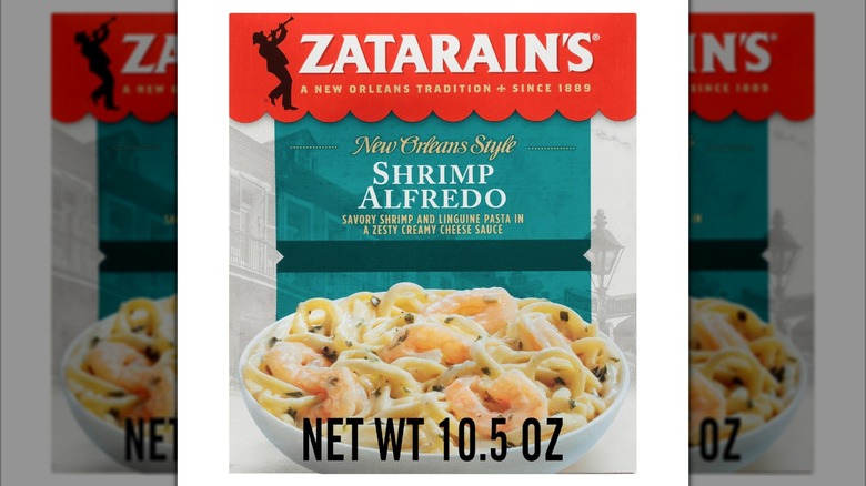 A box of Zatarain's New Orleans Style Shrimp Alfredo on white background