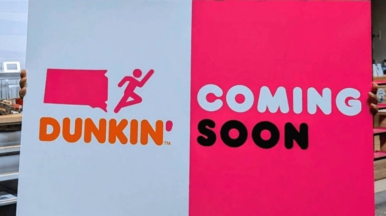 A sign representing Dunkin' coming to South Dakota.