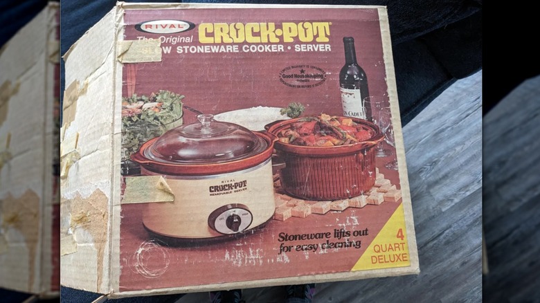 A photo of a Rival Crockpot original 1970s box