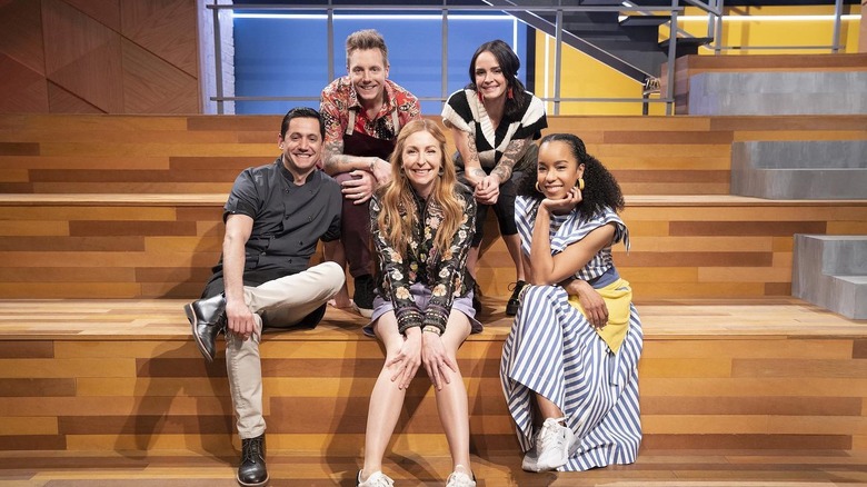 A shot of the five judges of Bake Squad