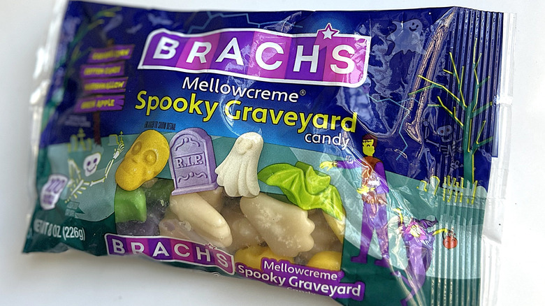Brach's Mellowcreme Spooky Graveyard candy in a blue packet