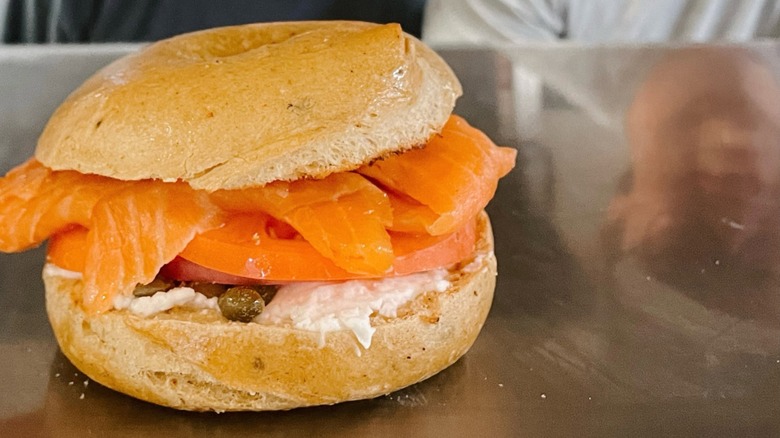 Lox Bagel sandwich at Canadian Bakin