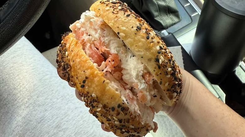 Everything bagel with lox at Bagelfeld's
