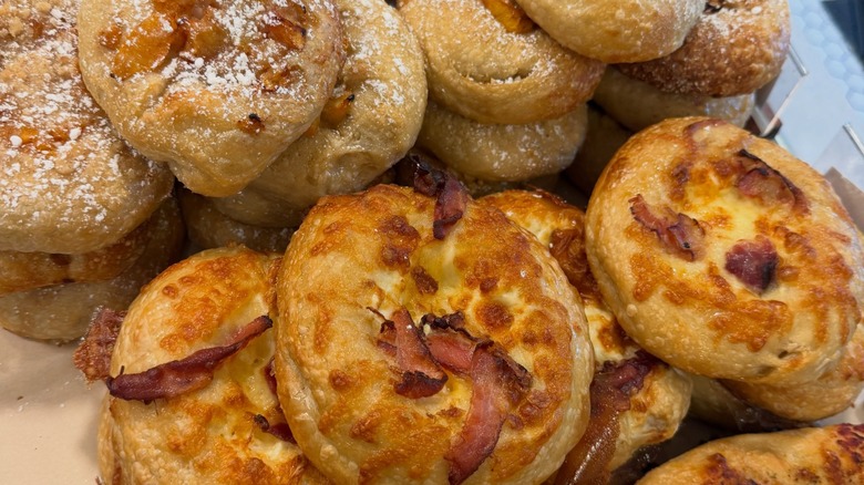 Savory bagels with cheese and bacon baked in from The Blue House Bagel Co. and Cafe
