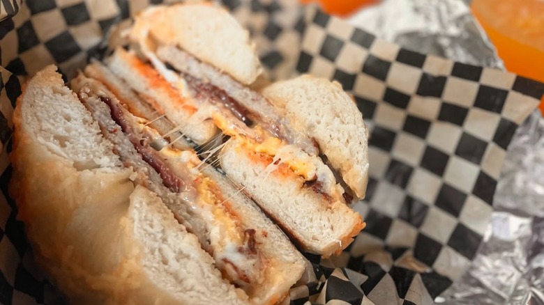 Bagel sandwich at Teton Bagel