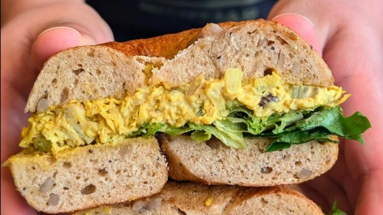 Curried Chicken salad bagel sandwich at Native Bagel Company
