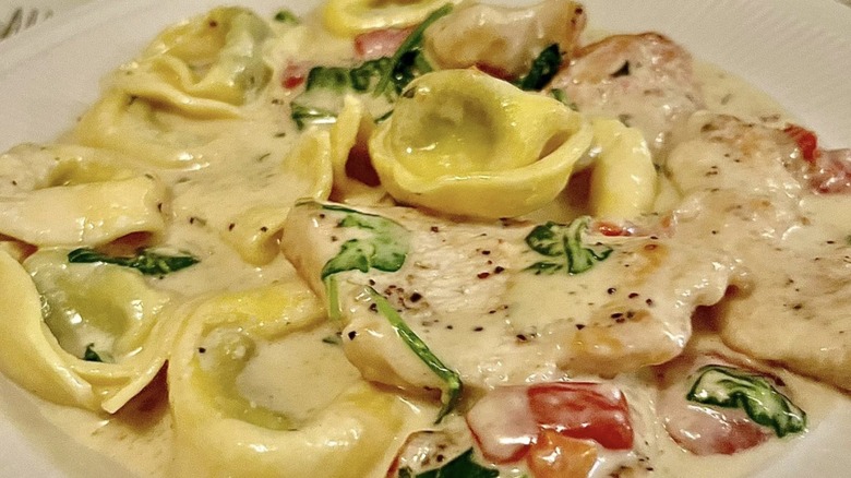 Chicken tortellini pasta dish from Del Rossi's Trattoria restaurant in New Hampshire.