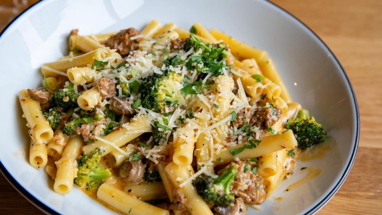 Pasta with broccoli, cheese and meat from Ziti's Italian American restaurant in North Dakota