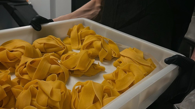 handmade pasta in large tubs made at Maribella Ristorante in South Dakota