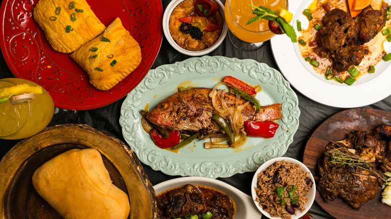 Various Jamaican dishes