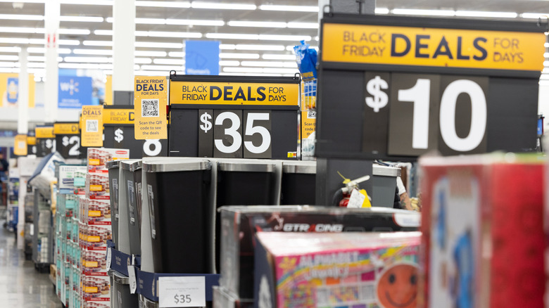 Walmart aisles full of sale signs