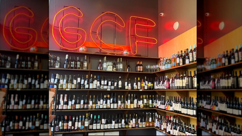 Shelves of wine bottles at Good Clean Fun wine bar