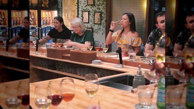 People sampling various wines at Silver Lining wine bar