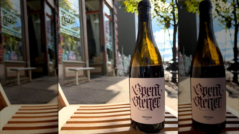 Bottle of wine outside of Allegheny Wine Mixer
