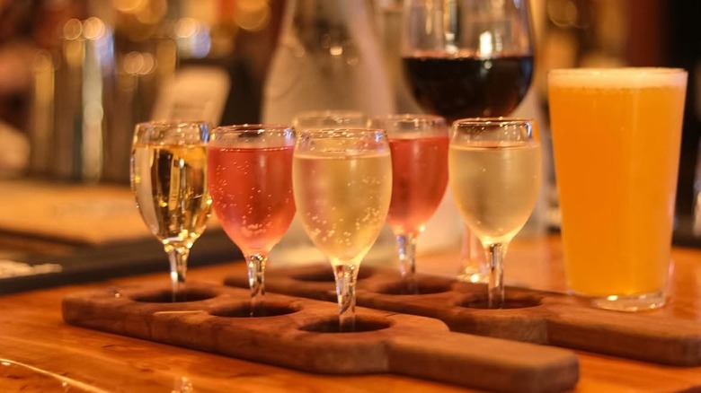 Flight with white, rosé, and sparkling wine at Sip Downtown Brasserie