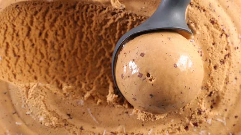coffee ice cream closeup