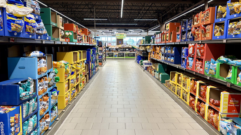 View of an aisle at an Aldi's location
