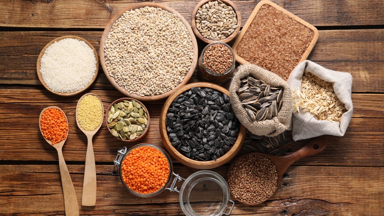 Various grains and legumes