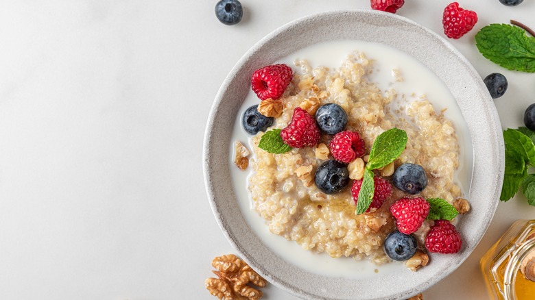 quinoa breakfast bowl with berries.