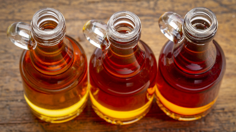 Bottles of maple syrup