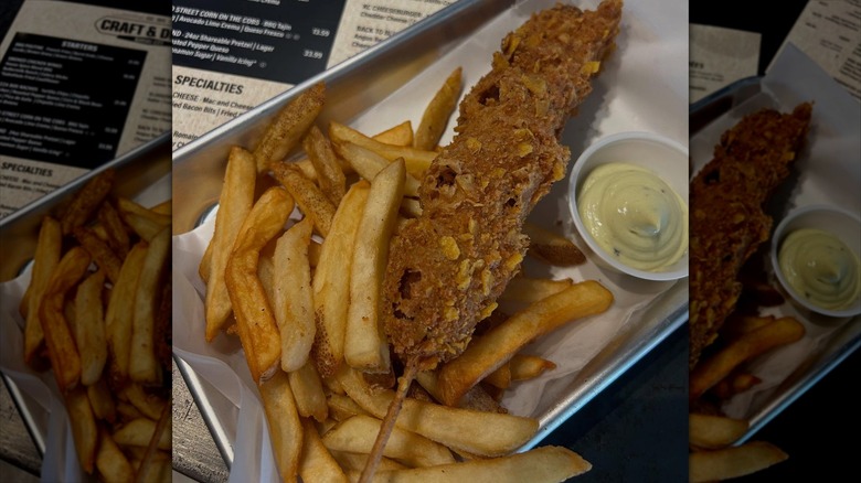 Sluggerrr Dog with fries at Kauffman Stadium