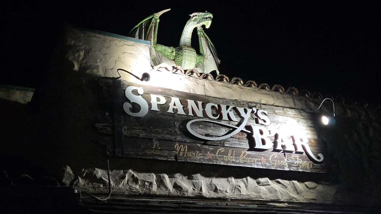 The dragon statue on top of Spancky's Bar in Cotati