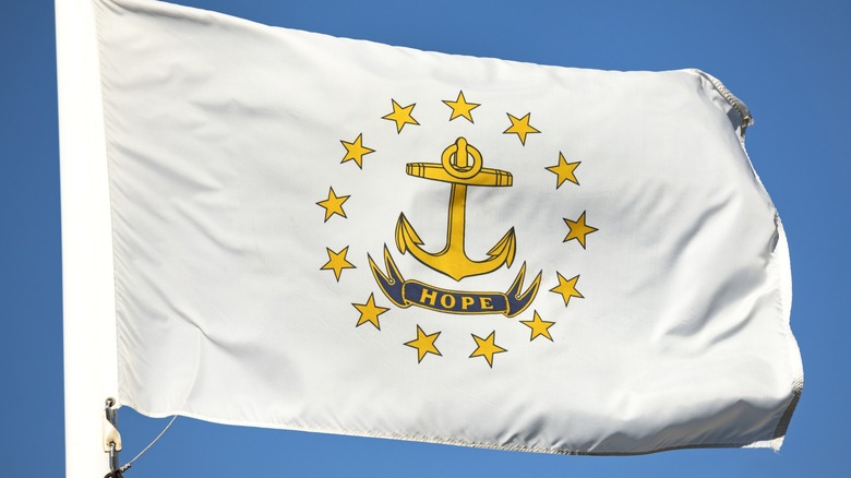 The state flag of Rhode Island.