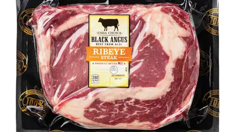 USDA Choice Black Angus Ribeye Steak package raw