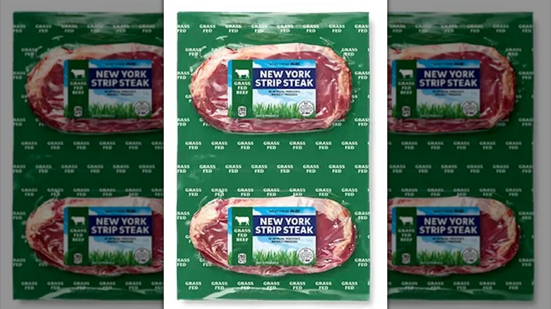 Aldi Grass-fed Strip Steak 2-pack package
