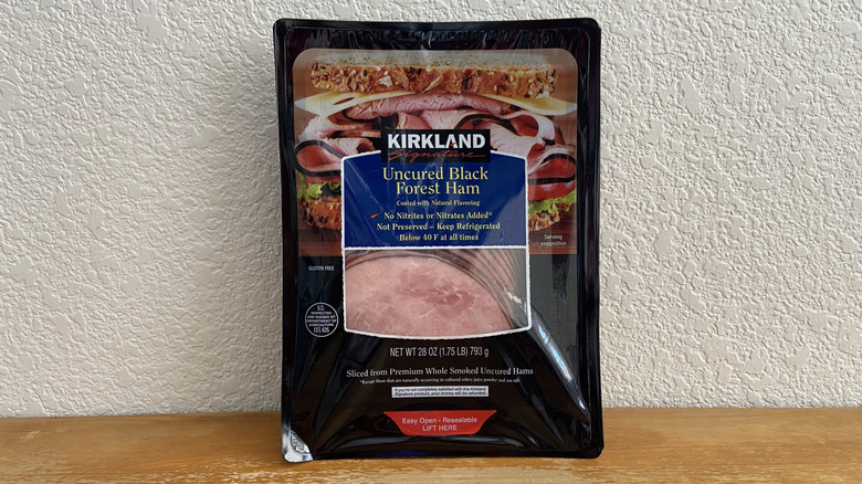 Kirkland Signature Black Forest ham package on table