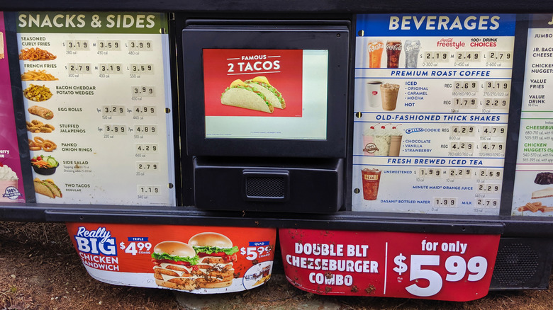 Jack in the Box menu with side salad on it