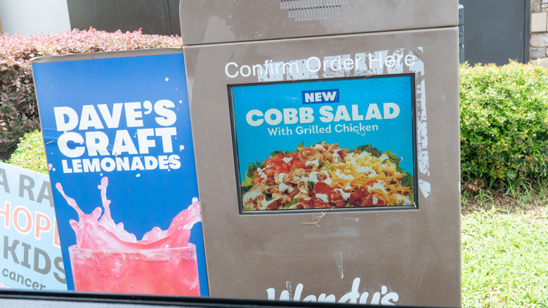 Wendy's Cobb salad on sign at drive-thru