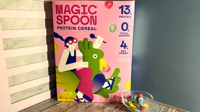 Magic Spoon Fruity Cereal box and cereal