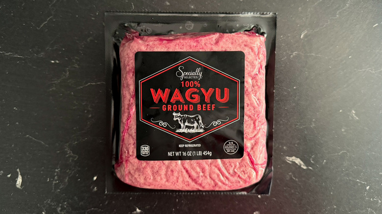 A package of Aldi's wagyu ground beef