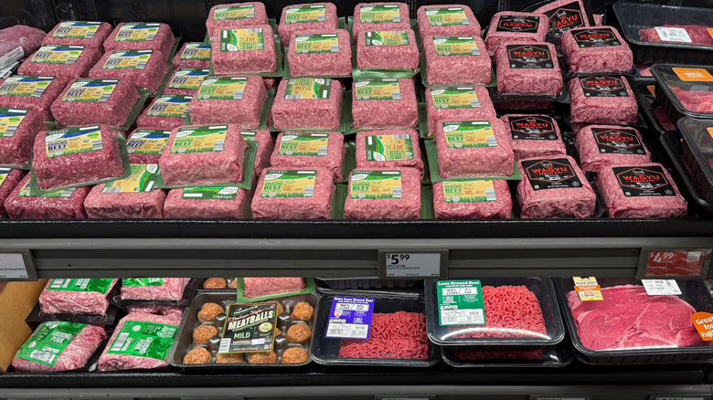 The ground meat shelf at Aldi