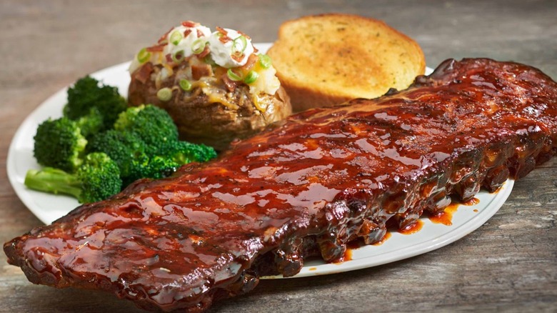 A full rack of Smokey Bones' Baby Back Ribs